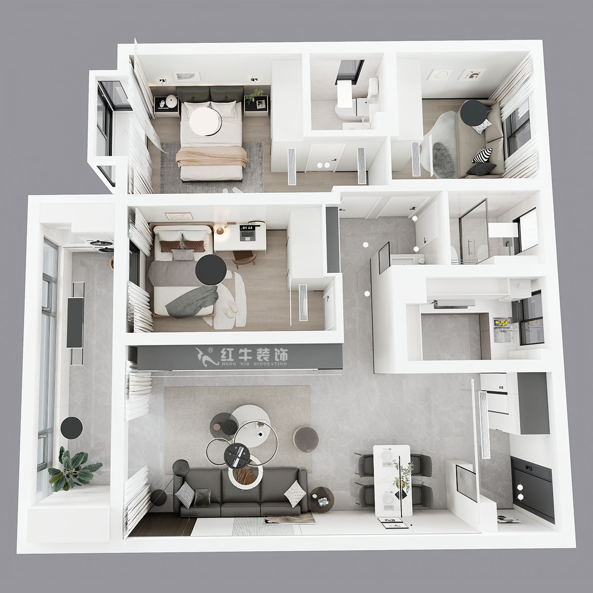 孟宪涛｜金浦御龙湾-I区3-1-204-120㎡-简约风格｜3室2厅2卫｜新房装修｜定制家｜全包16万｜00_04鸟瞰图